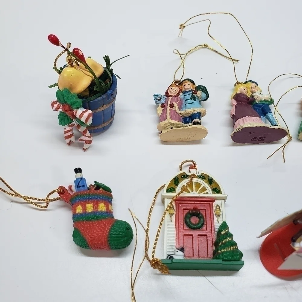 VINTAGE Mini Miniature Ornament Lot Nutcracker Bear Carolers Ceramic